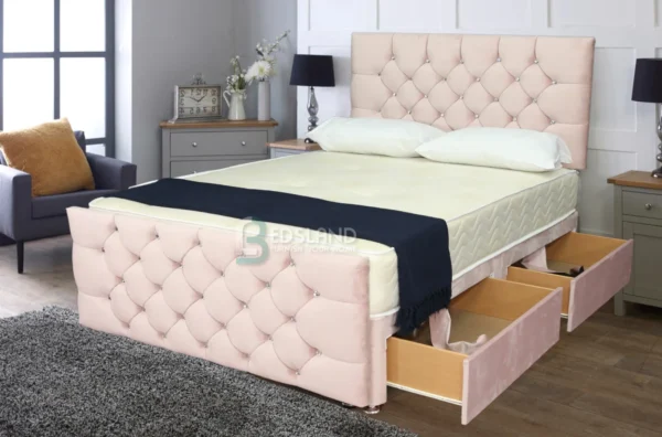 Modern Pink King Size Divan Bed With 10" Mattress ,20"Headboard & 20"Footboard - Image 2